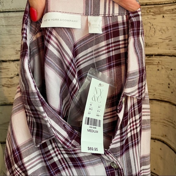 NWT New York and Co long plaid tunic - Picture 7 of 7